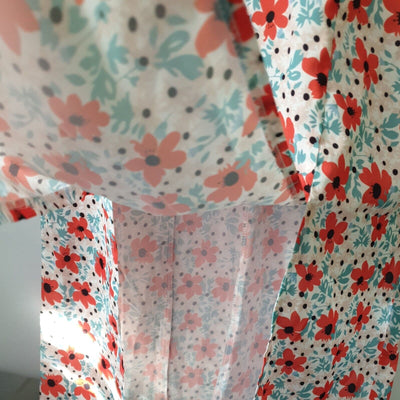 Chi Chi London Short Sleeve Floral Print Midi Day Dress Cream Uk10****Ref V51
