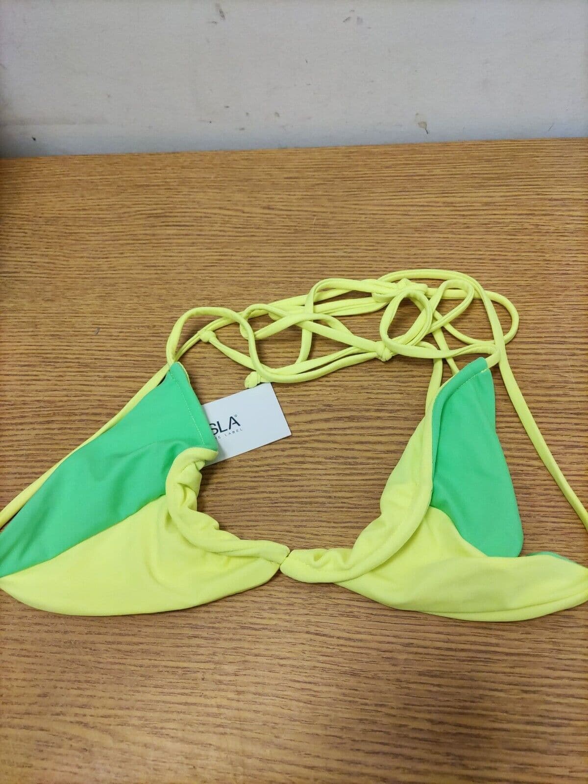 Sla The Label Bikini Top. Yellow/Green. UK Size M. Ref R15