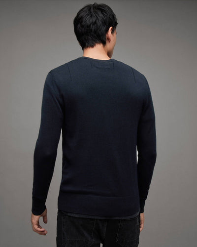 All Saints Mode Merino Crewneck Navy Jumper Size Large