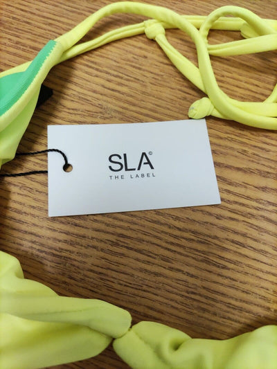 Sla The Label Bikini Top. Yellow/Green. UK Size M. Ref R15