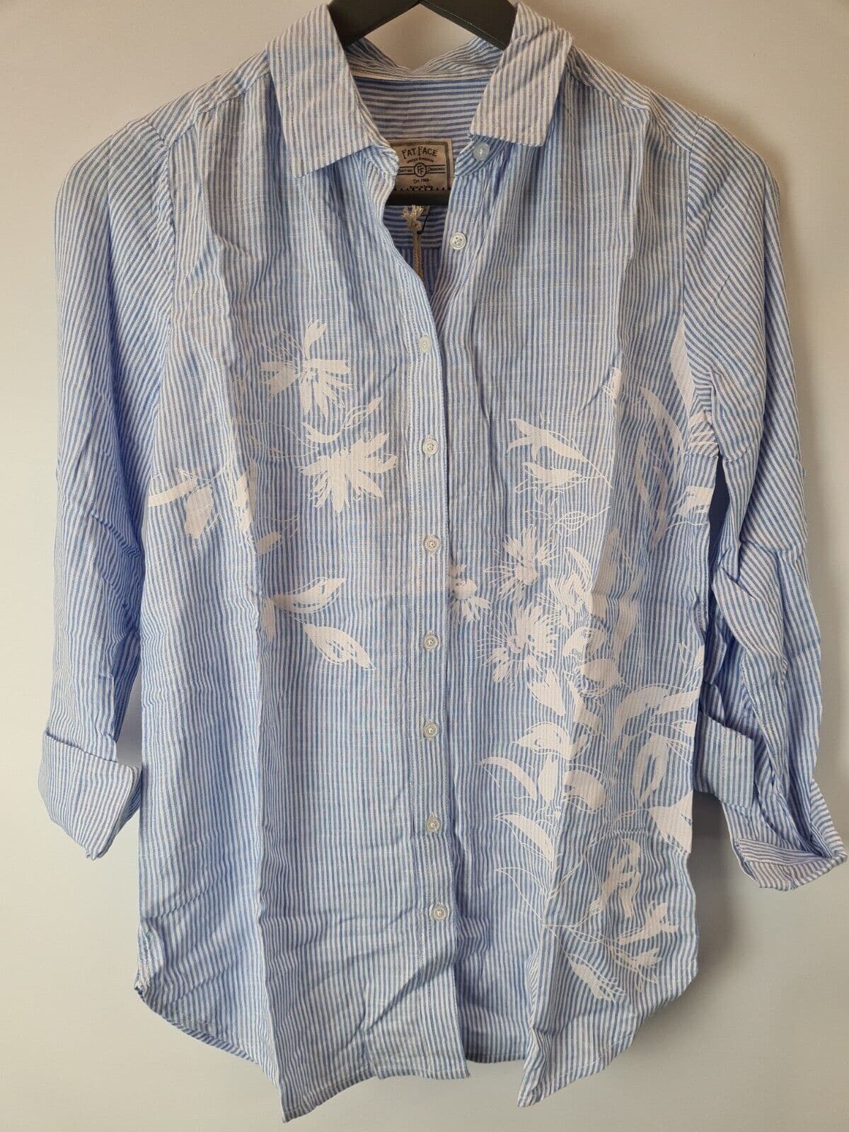 FatFace Olivia Floral Stripe Blue Shirt Size 8 **** V29