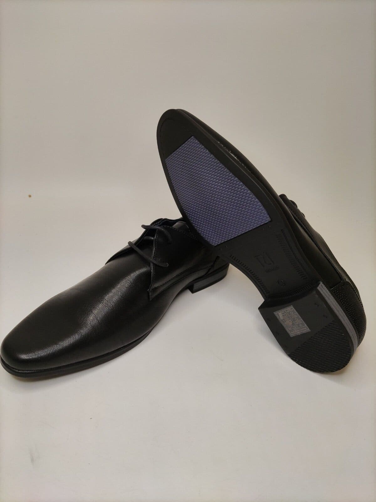 River Island BLACK FAUX LEATHER DERBY SHOES. Black. UK 9. ****VS2