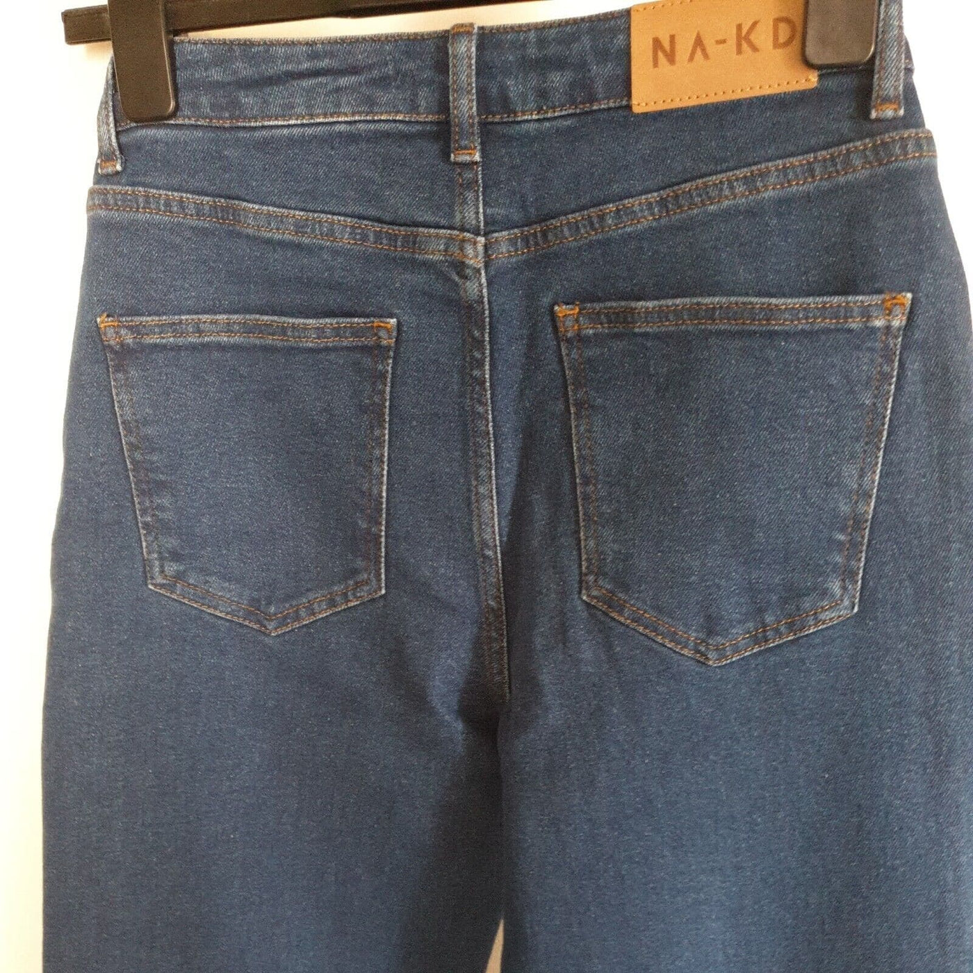 na-kd Straight Leg High Waisted Jeans Mid Blue Size 8 ****Ref V37