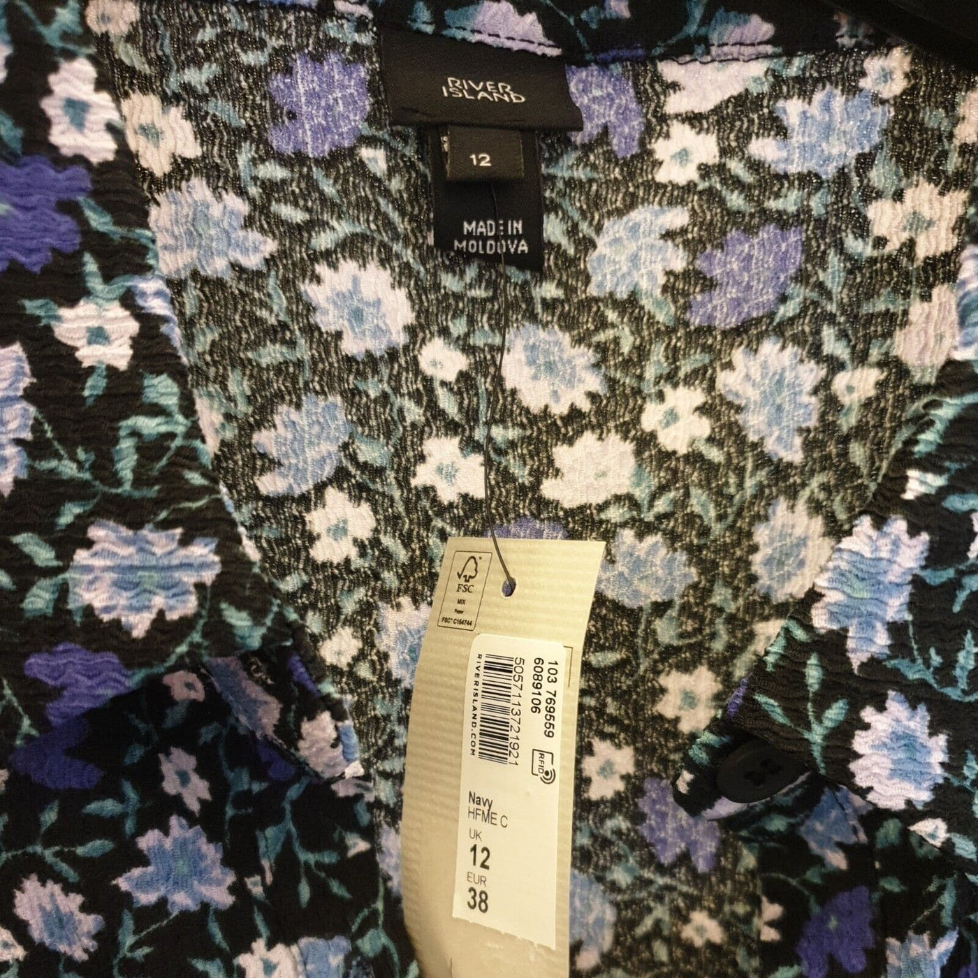 River Island Floral Dress Size 12 long-sleeve****Ref V4