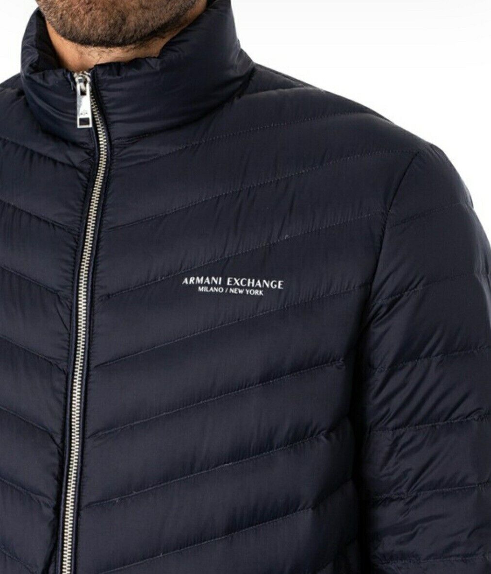 Armani Exchange Men's Logo Down Jacket, Blue Uk L