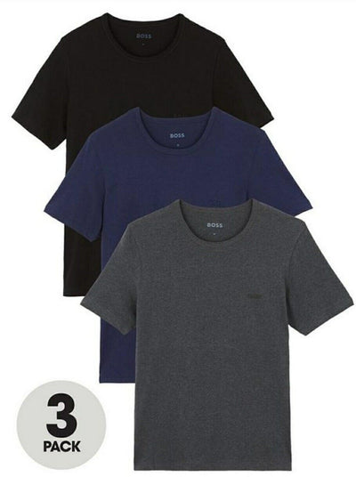 Boss Bodywear 3 Pack Tshirt Navy/Black/Charcoal Size M****Ref V347