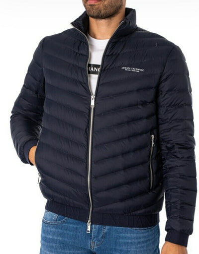 Armani Exchange Men's Logo Down Jacket, Blue Uk L