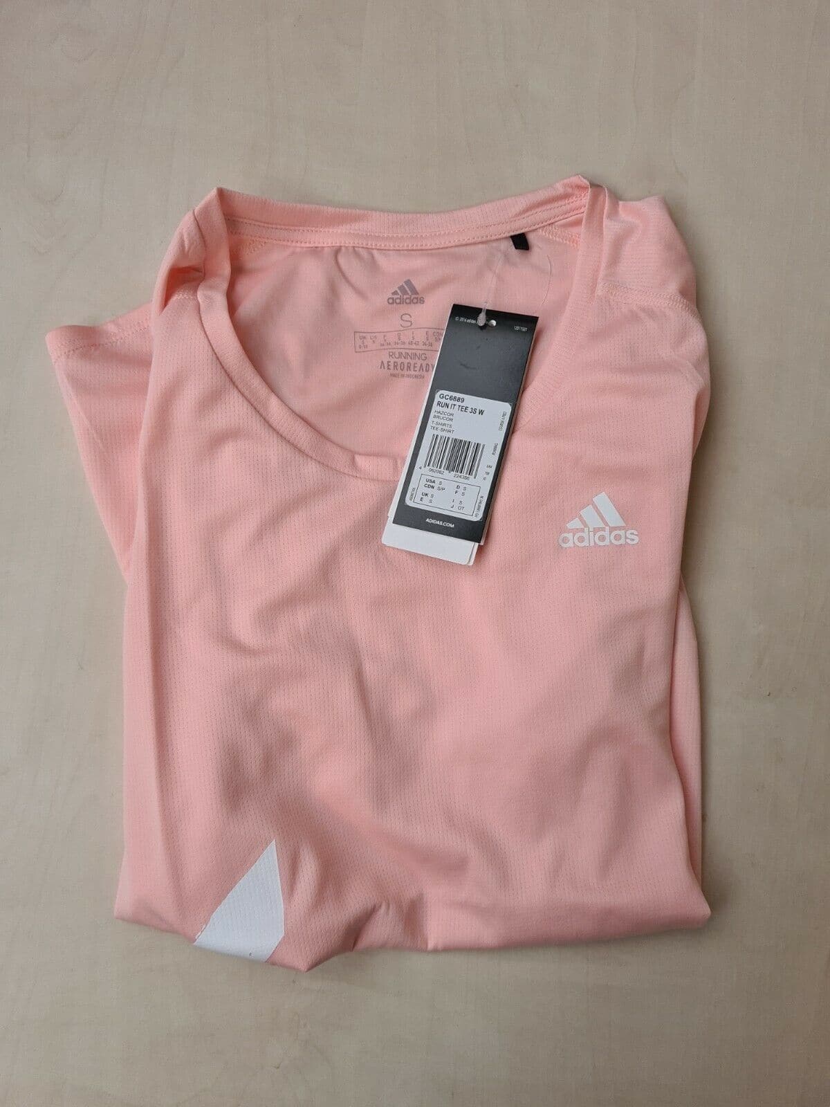 Adidas Ladies Run It Tee Pink Size S BNWT Y5 - Big_Stock_Clearance