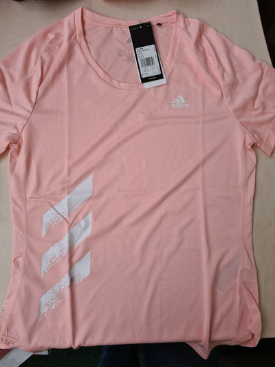 Adidas Ladies Run It Tee Pink Size S BNWT Y5 - Big_Stock_Clearance