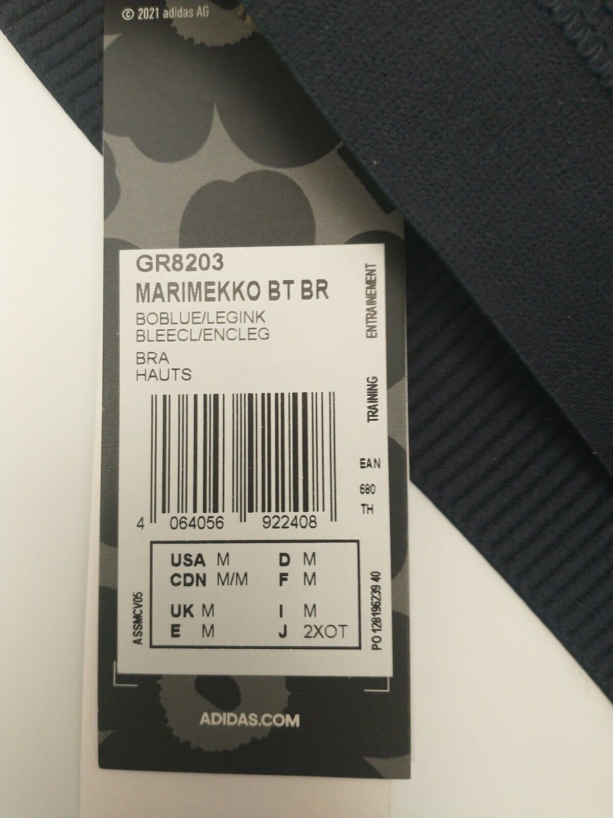 Adidas Marimekko Blue Light Support Sports Bra Size UK Medium **** V27 - Big_Stock_Clearance