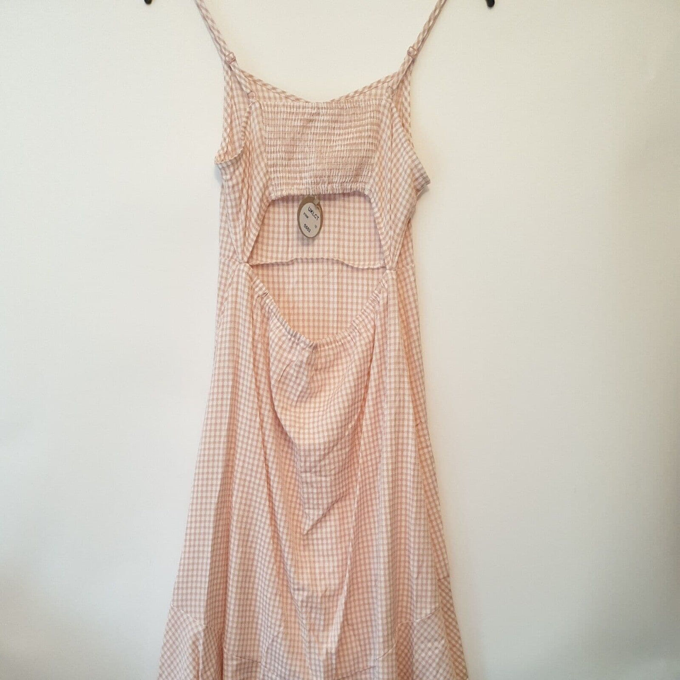 Apricot Check Open Back Pink high low Dress Size 10****Ref V26 - Big_Stock_Clearance