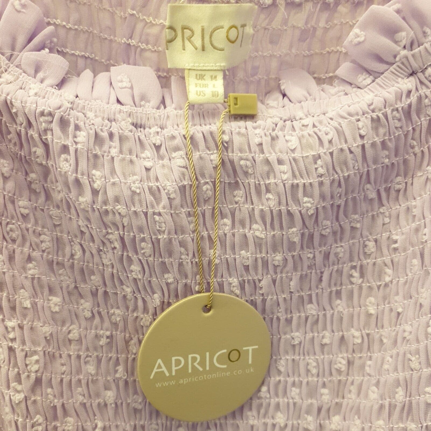 Apricot Donby Chiffon ruffle smock Blouse Lilac Uk14****Ref V110 - Big_Stock_Clearance