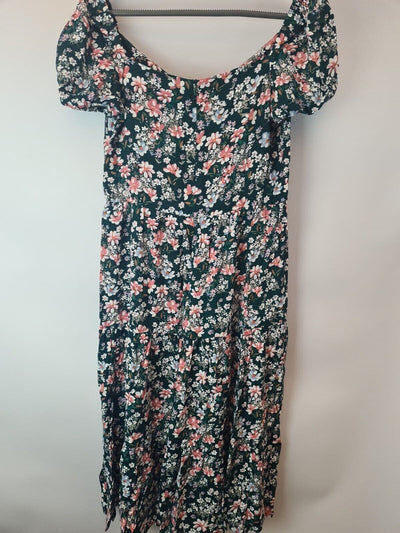 Apricot Green Ditsy Floral Button Front Midi Dress Size 10 **** V30 - Big_Stock_Clearance