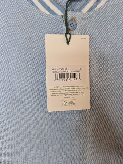 Barbour Hawick Short Sleeved Blue Polo Shirt Blue Size Small **** V26 - Big_Stock_Clearance